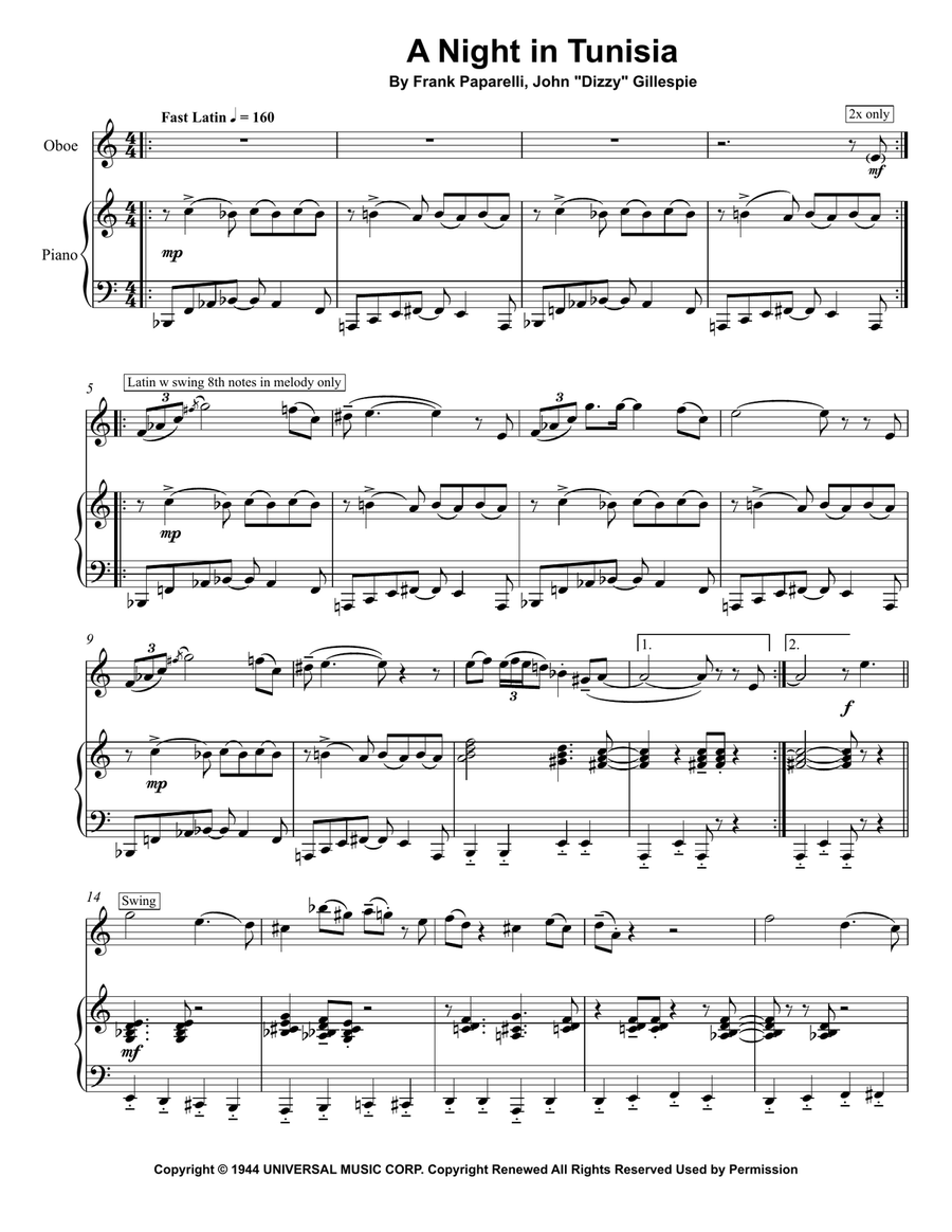 A Night In Tunisia Piano scores gallery preview page 2