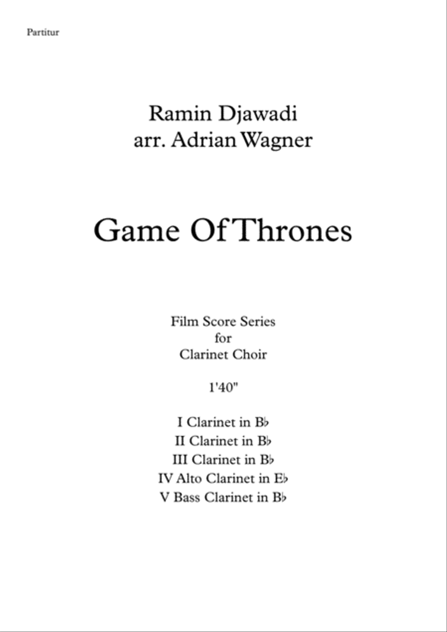Game Of Thrones Clarinet Choir scores gallery preview page 2