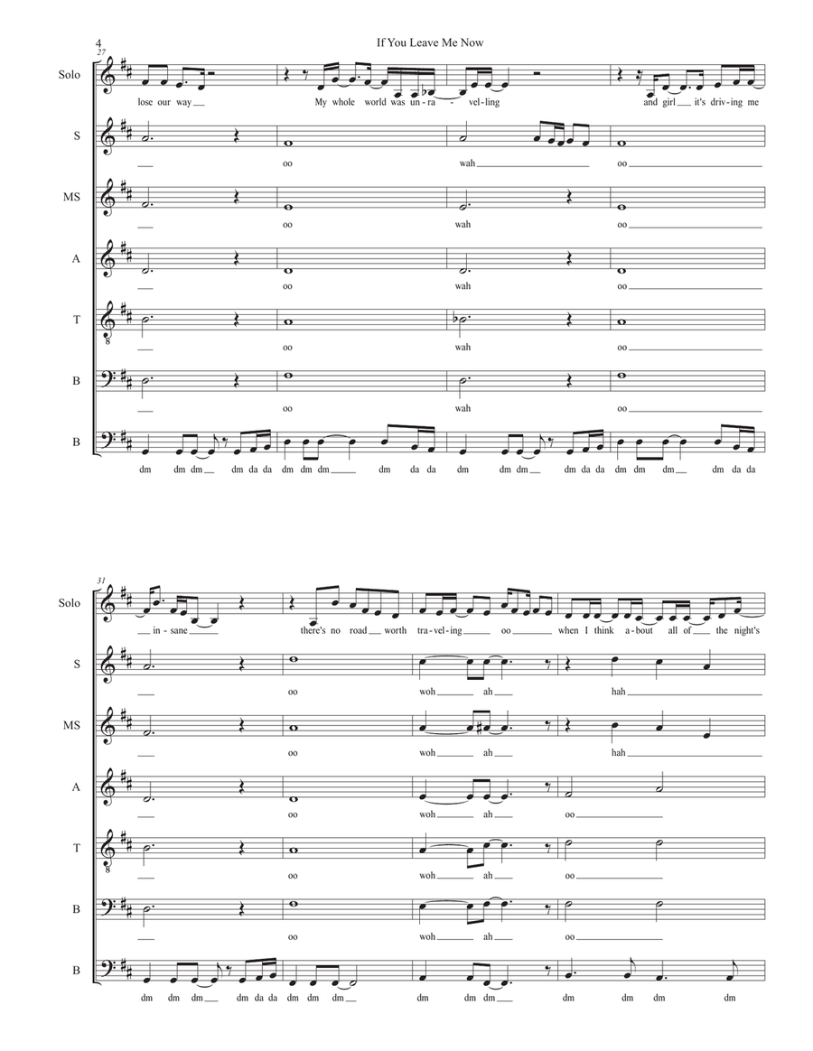 If You Leave Me Now A Cappella scores gallery preview page 4