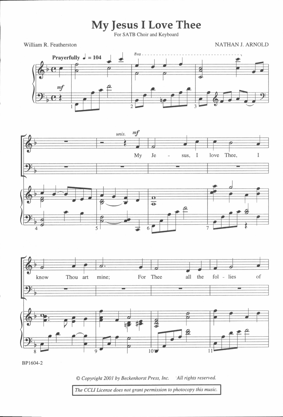 My Jesus I Love Thee - Arnold 4-Part scores gallery preview page 2