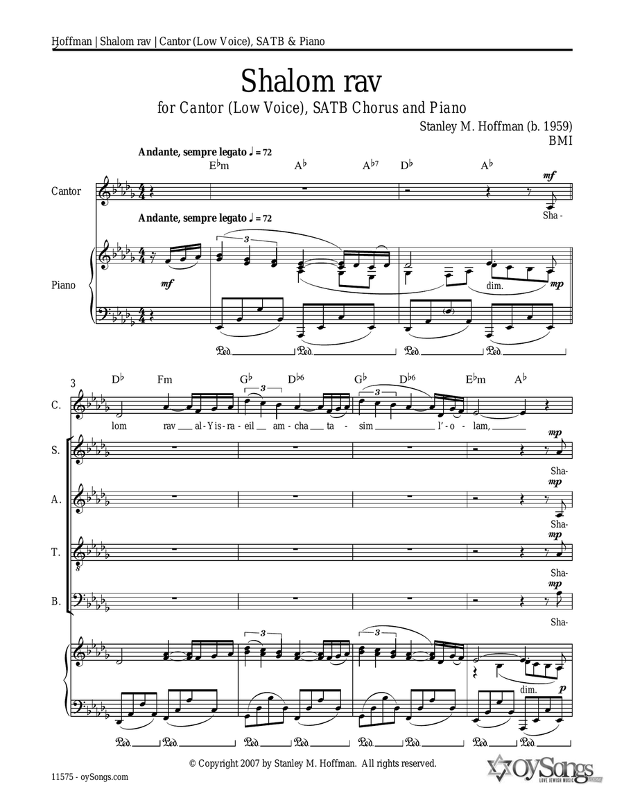 Shalom Rav Shalom Rav 4-Part scores gallery preview page 1