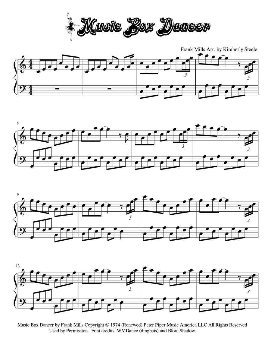 Music Box Dancer Piano Solo scores gallery preview page 1