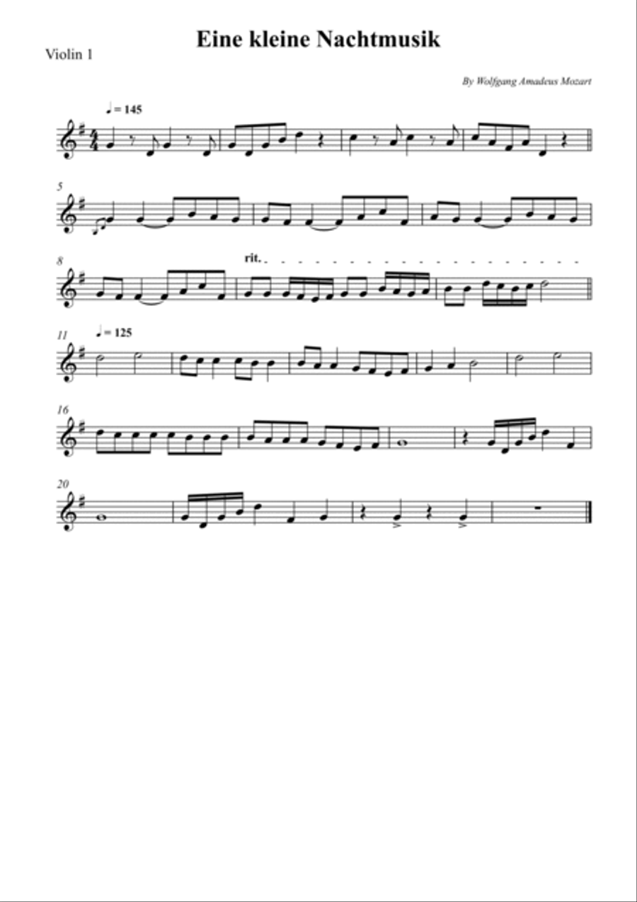 Eine kleine Nachtmusik (Easy) String Quartet scores gallery preview page 3