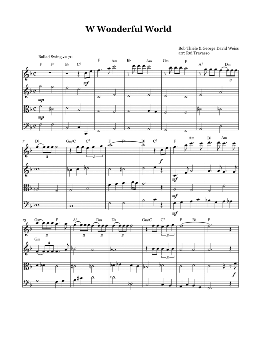 What A Wonderful World What A Wonderful World String Quartet scores gallery preview page 1