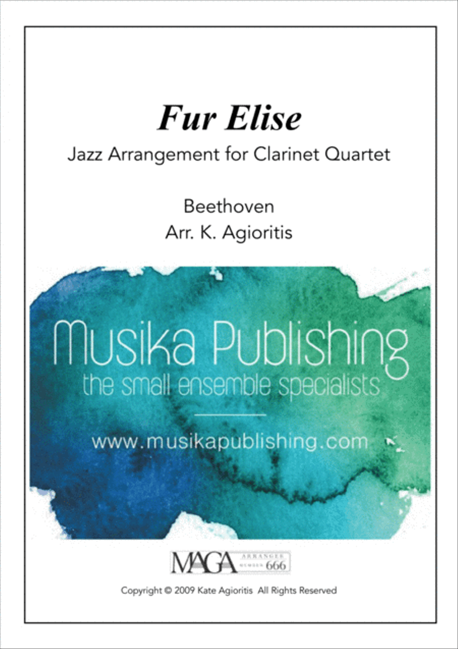Fur Elise - Jazz Arrangement - for Clarinet Quartet Clarinet Quartet scores gallery preview page 1
