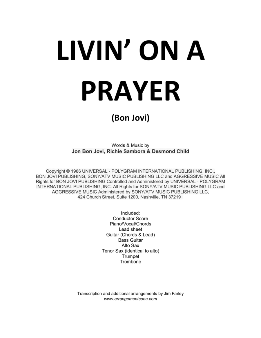 Livin' On A Prayer Small Ensemble scores gallery preview page 1