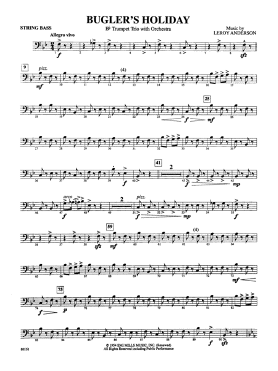 Bugler's Holiday: String Bass Full Orchestra scores gallery preview page 1