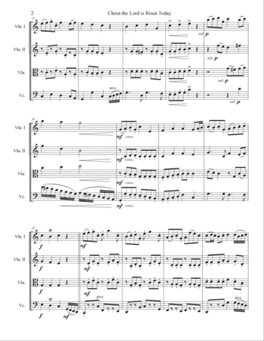 Christ the Lord is Risen Today String Quartet scores gallery preview page 4