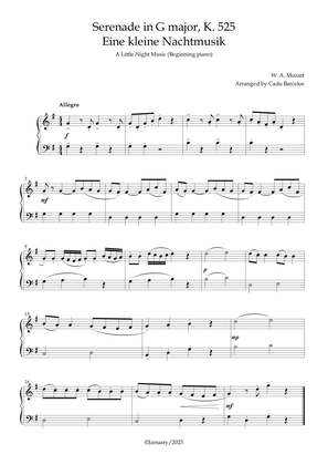 Serenade in G major, K. 525 / Eine kleine Nachtmusik /A Little Night Music - Beginning Piano