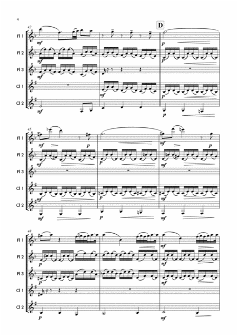 Dance of the Blessed Spirits Woodwind Ensemble scores gallery preview page 5