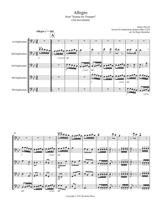 Allegro (from "Sonata for Trumpet") (Bb) (Euphonium Quintet - Bass Clef)