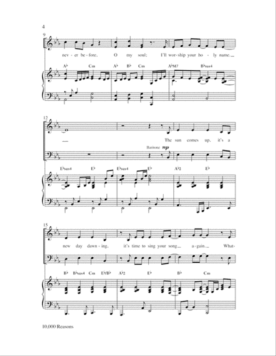 10,000 Reasons (Bless the Lord) 4-Part scores gallery preview page 4