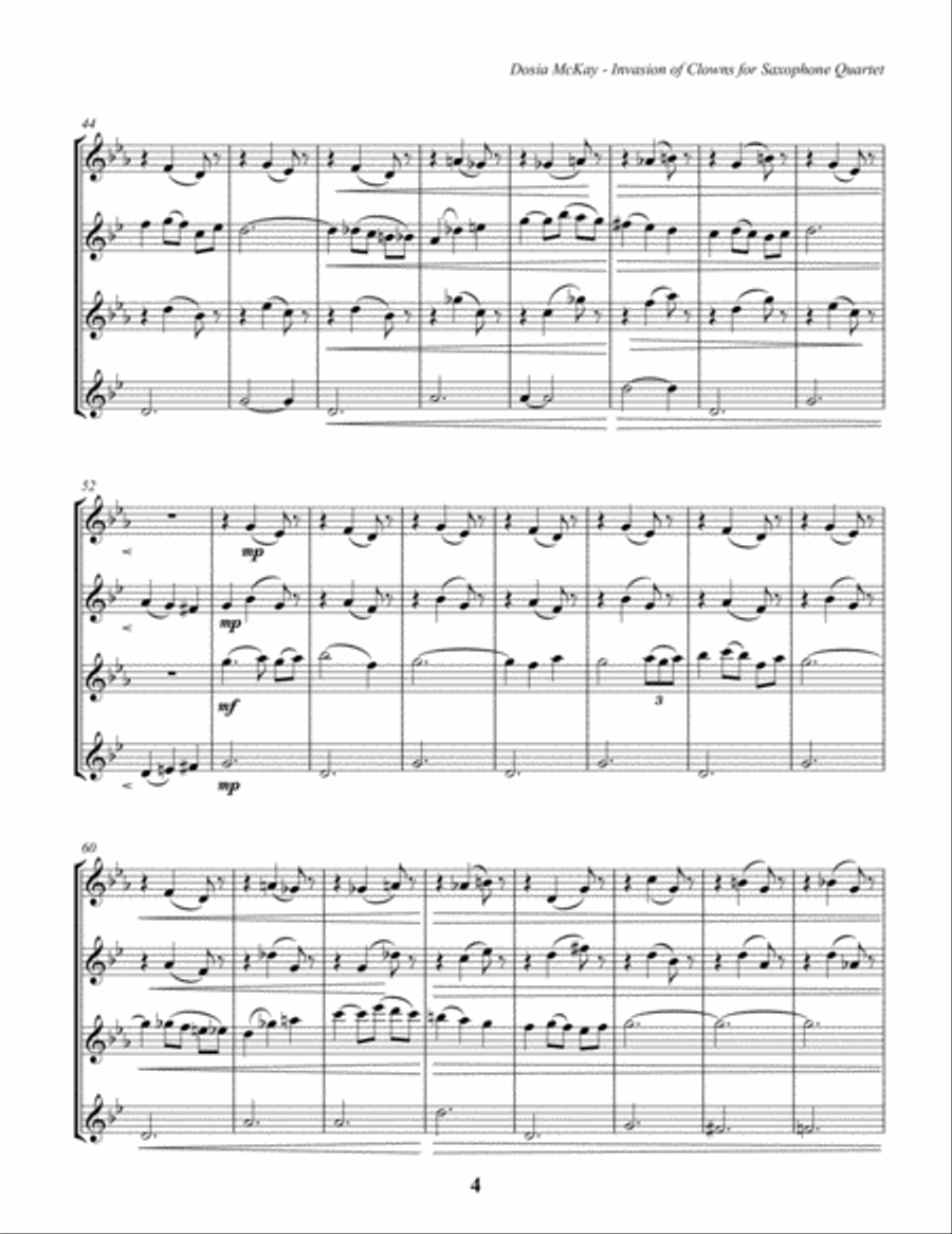 Invasion of Clowns for Saxophone Quartet Saxophone Quartet scores gallery preview page 5