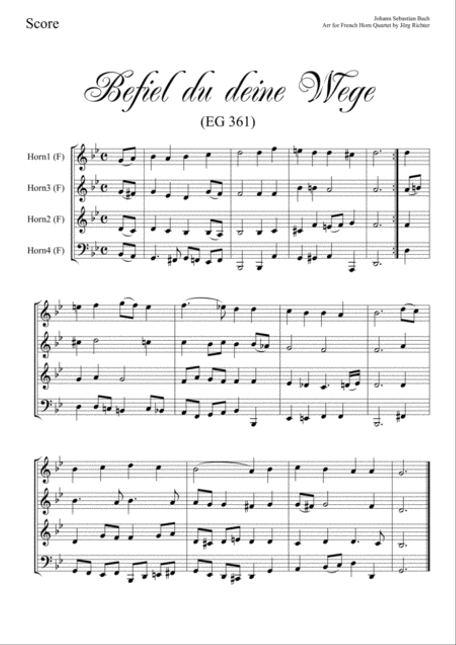 Befiel du deine Wege (EG 361) for French Horn Quartet Brass Quartet scores gallery preview page 2