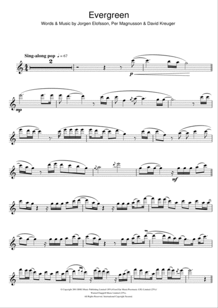 Evergreen Evergreen Flute Solo scores gallery preview page 1