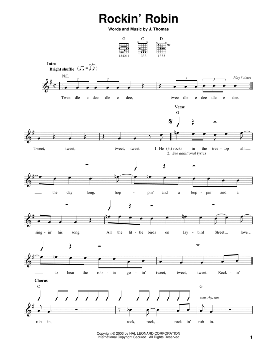 Rockin' Robin Acoustic Guitar scores gallery preview page 1