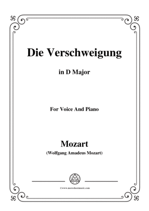 Book cover for Mozart-Die verschweigung,in D Major,for Voice and Piano