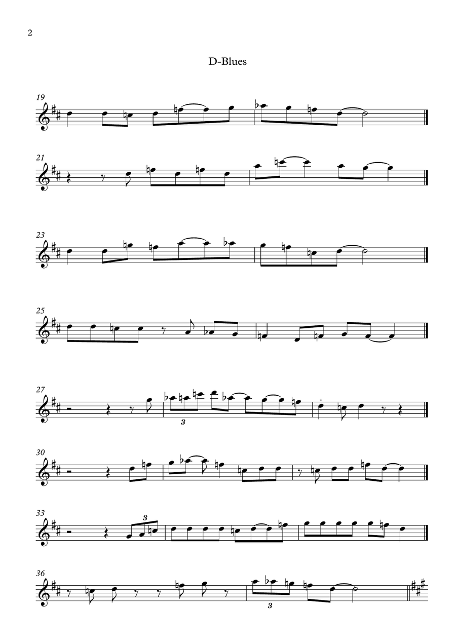 Licking The Blues - Useful blues-licks in G, D and A Woodwind Quartet scores gallery preview page 2