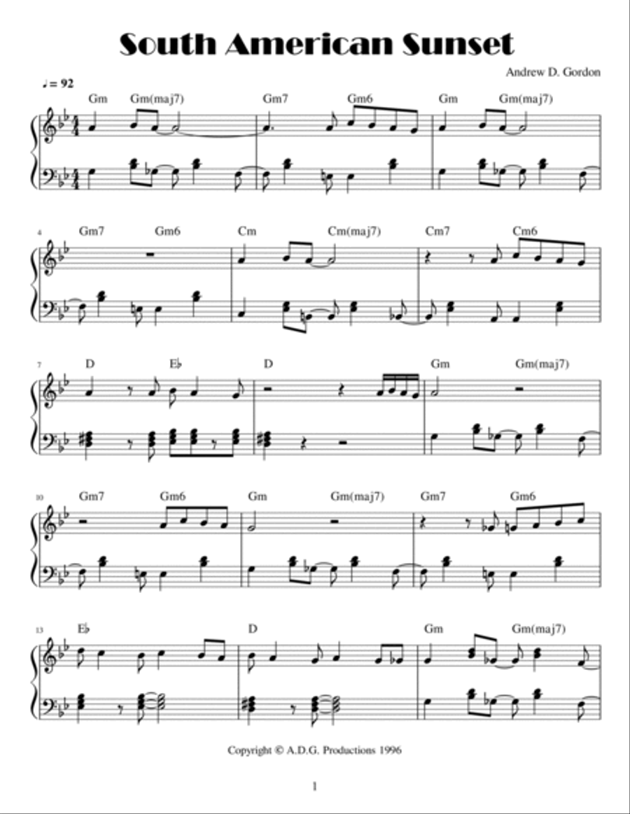 South American Sunset South American Sunset Piano Solo scores gallery preview page 2