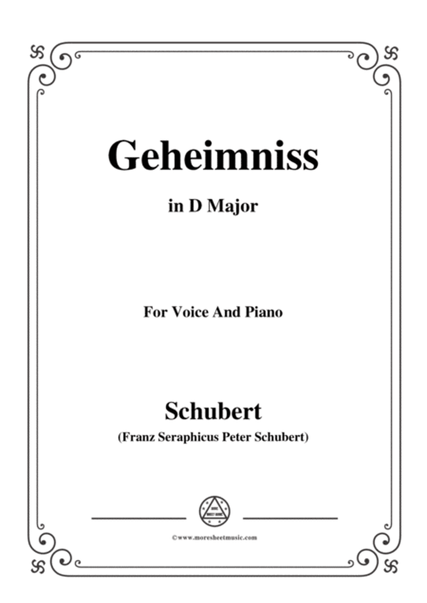 Schubert-Geheimniss(Mayrhofer),in D Major,for Voice&Piano image number null