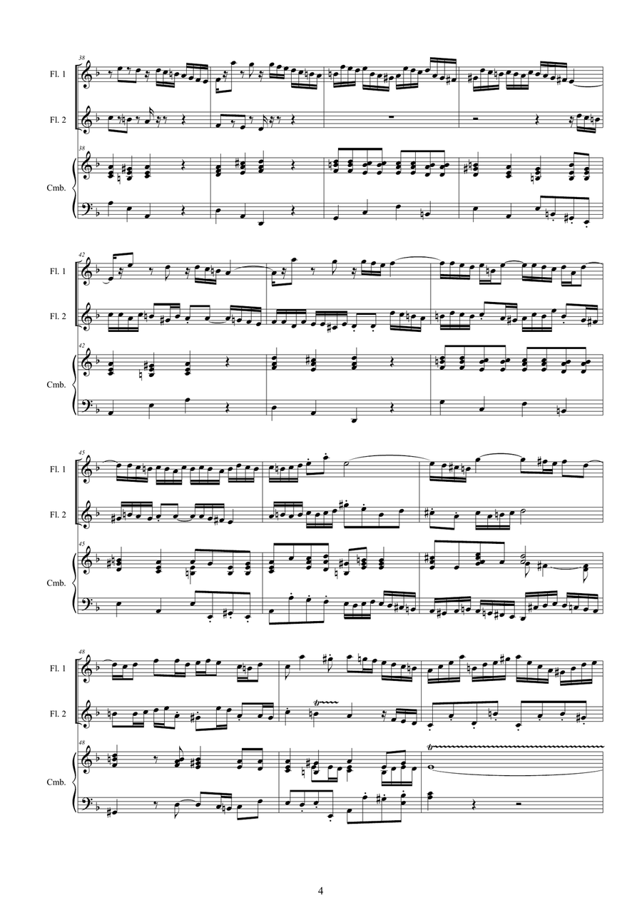 Bach - Double Concerto in D minor BWV1043 for Two Flutes and Cembalo or Piano Flute Duet scores gallery preview page 4