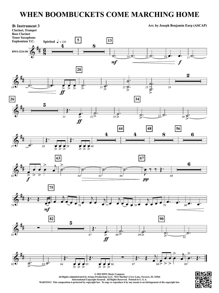 When Boombuckets Come Marching Home: Part 3 - B-flat Instruments B-Flat Instrument scores gallery preview page 1
