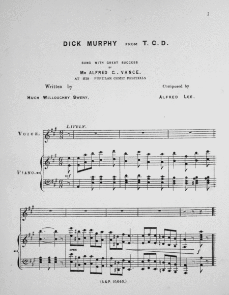 Dick Murphy of T.C.D. Famous Irish Comic Song