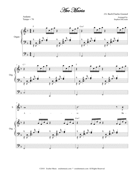Ave Maria (for 2-part choir (Sop. & Ten.) - High Key - Organ Accompaniment) image number null