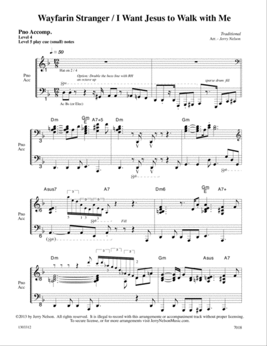 Wayfarin Stranger with I Need Jesus... (Arrangements Level 3-5 for TROMBONE + Written Acc) Trombone Solo scores gallery preview page 5