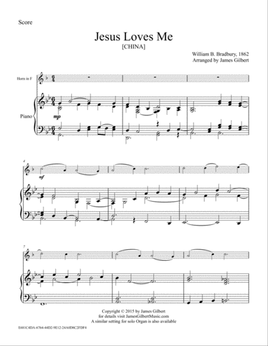 Jesus Loves Me Jesus Loves Me Horn scores gallery preview page 1
