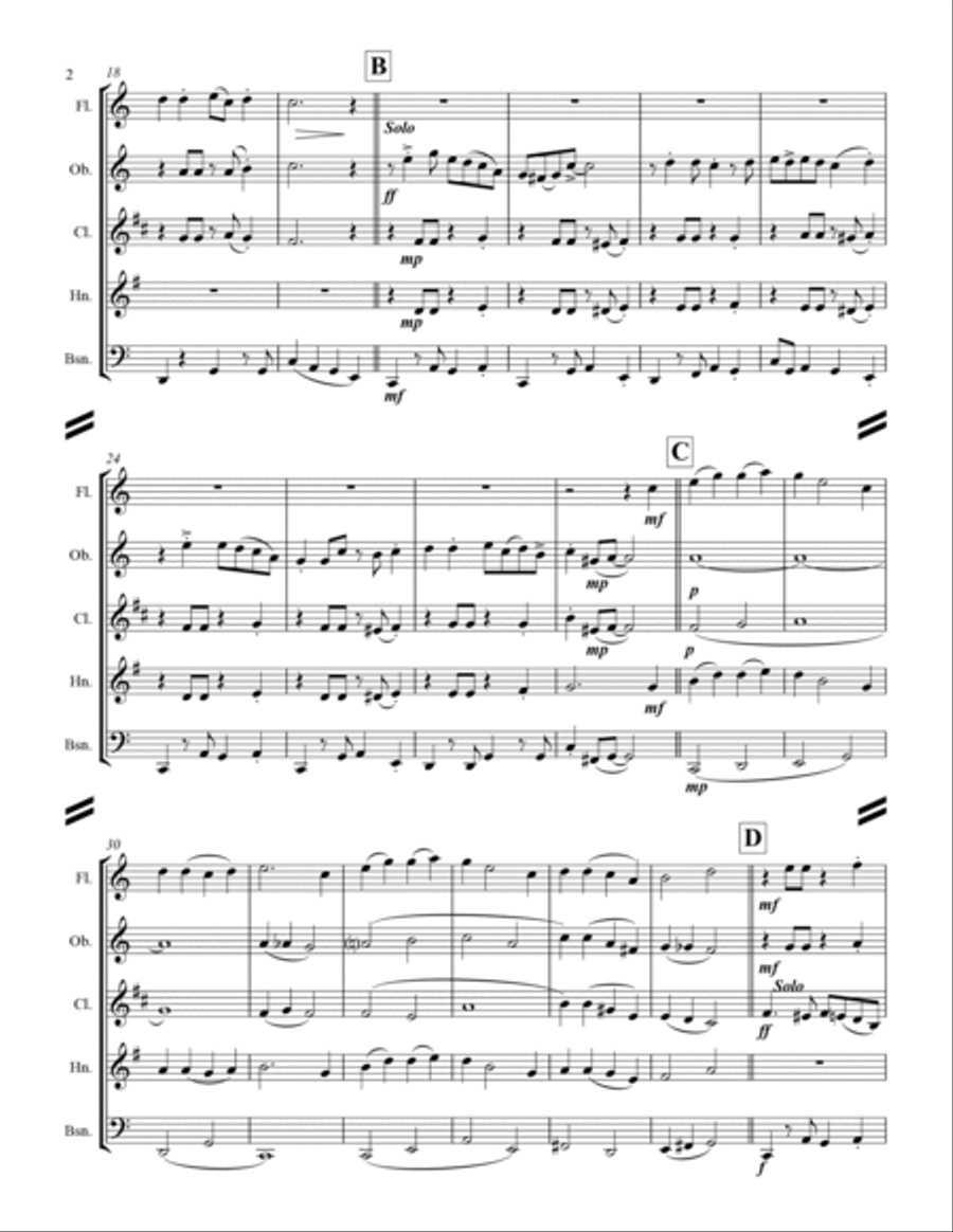 Go Tell it on the Mountain (for Woodwind Quintet) Woodwind Quintet scores gallery preview page 3