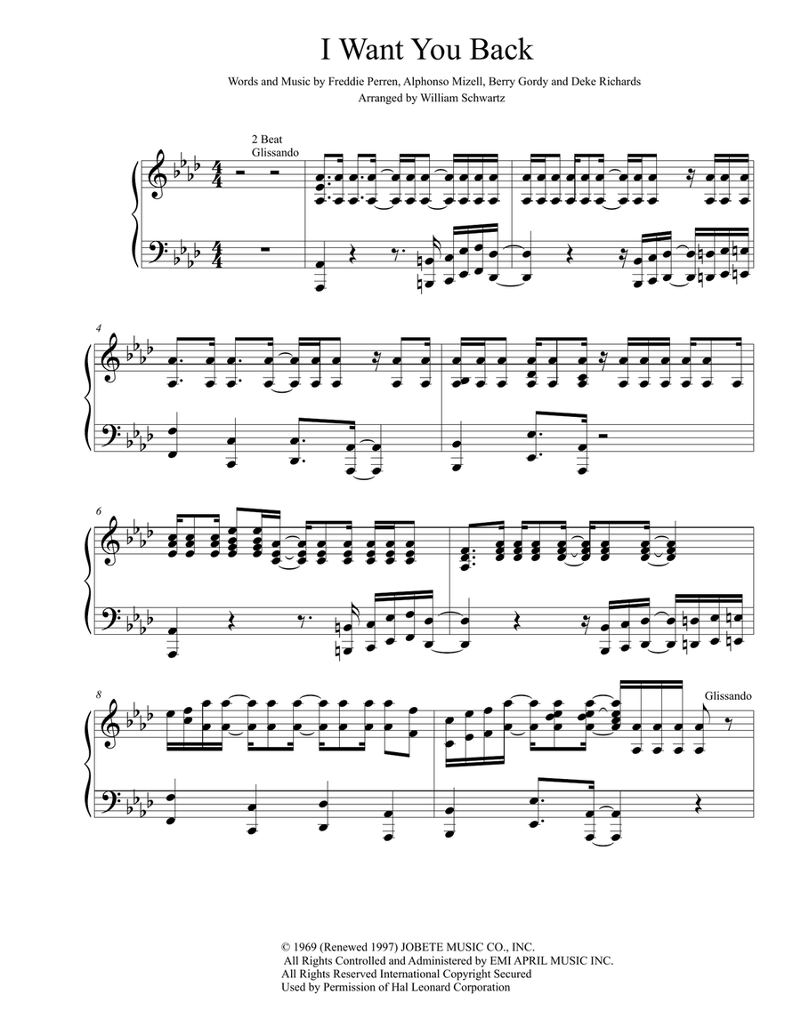 I Want You Back Piano Solo scores gallery preview page 1