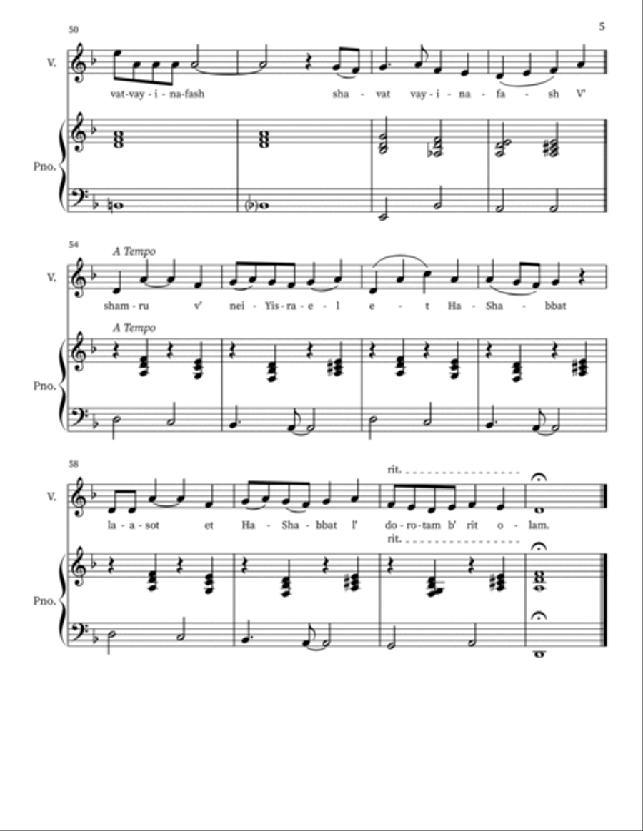 V'shamru (And They Shall Keep The Sabbath) Voice scores gallery preview page 5