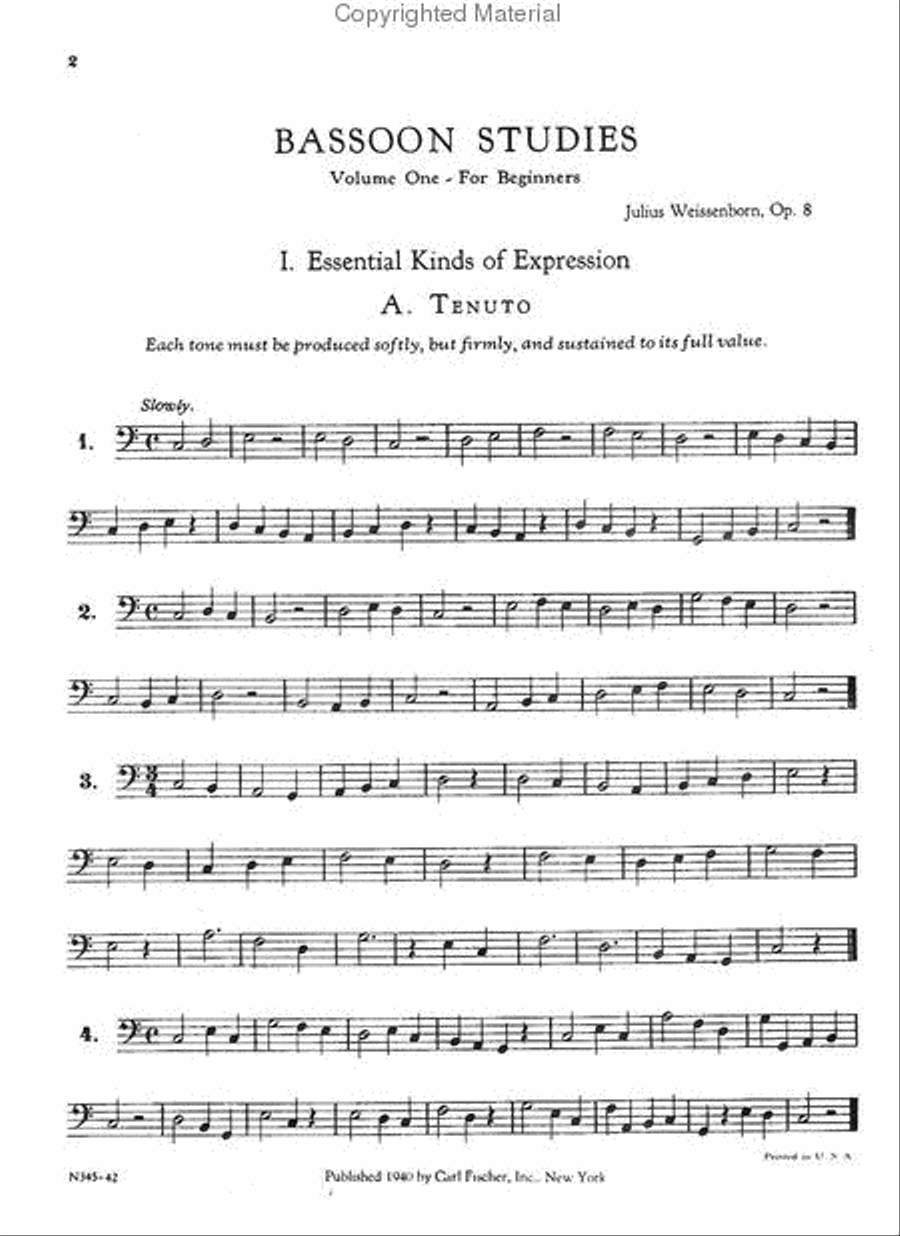 Bassoon Studies, Op. 8 No. 1 for Beginners