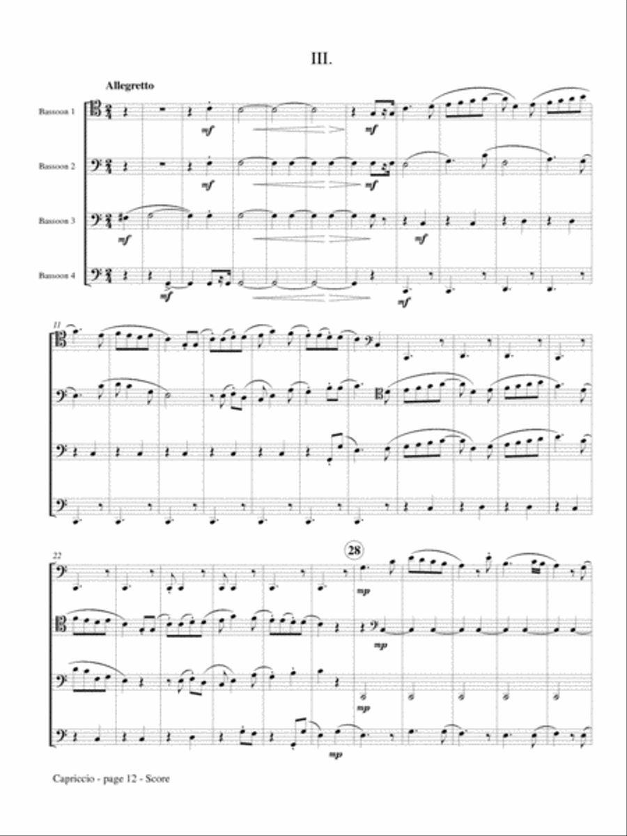 Capriccio for Bassoon Quartet Bassoon Quartet scores gallery preview page 4