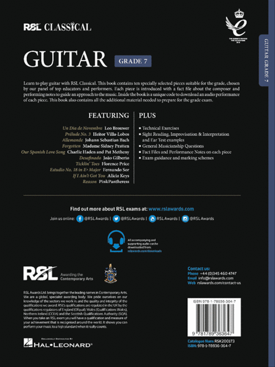 RSL Classical Guitar Grade 7 (2022) Acoustic Guitar scores gallery preview page 2