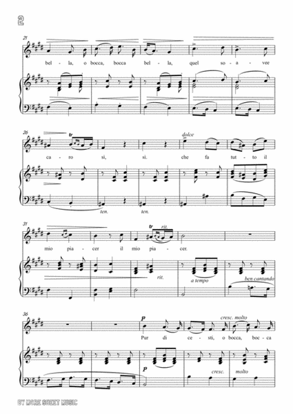 Lotti-Pur dicesti,o bocca bella in E Major,for Voice and Piano image number null