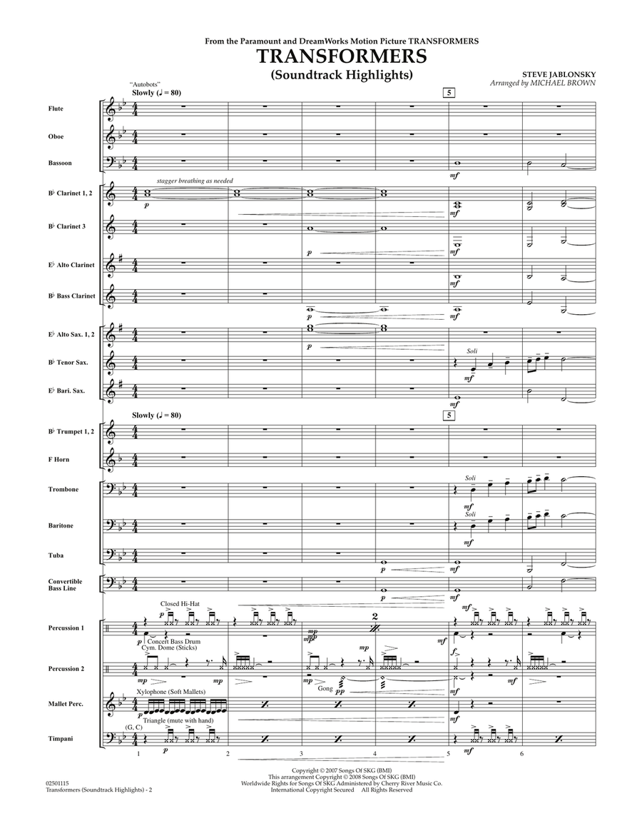 Transformers Soundtrack Highlights - Full Score Concert Band scores gallery preview page 2