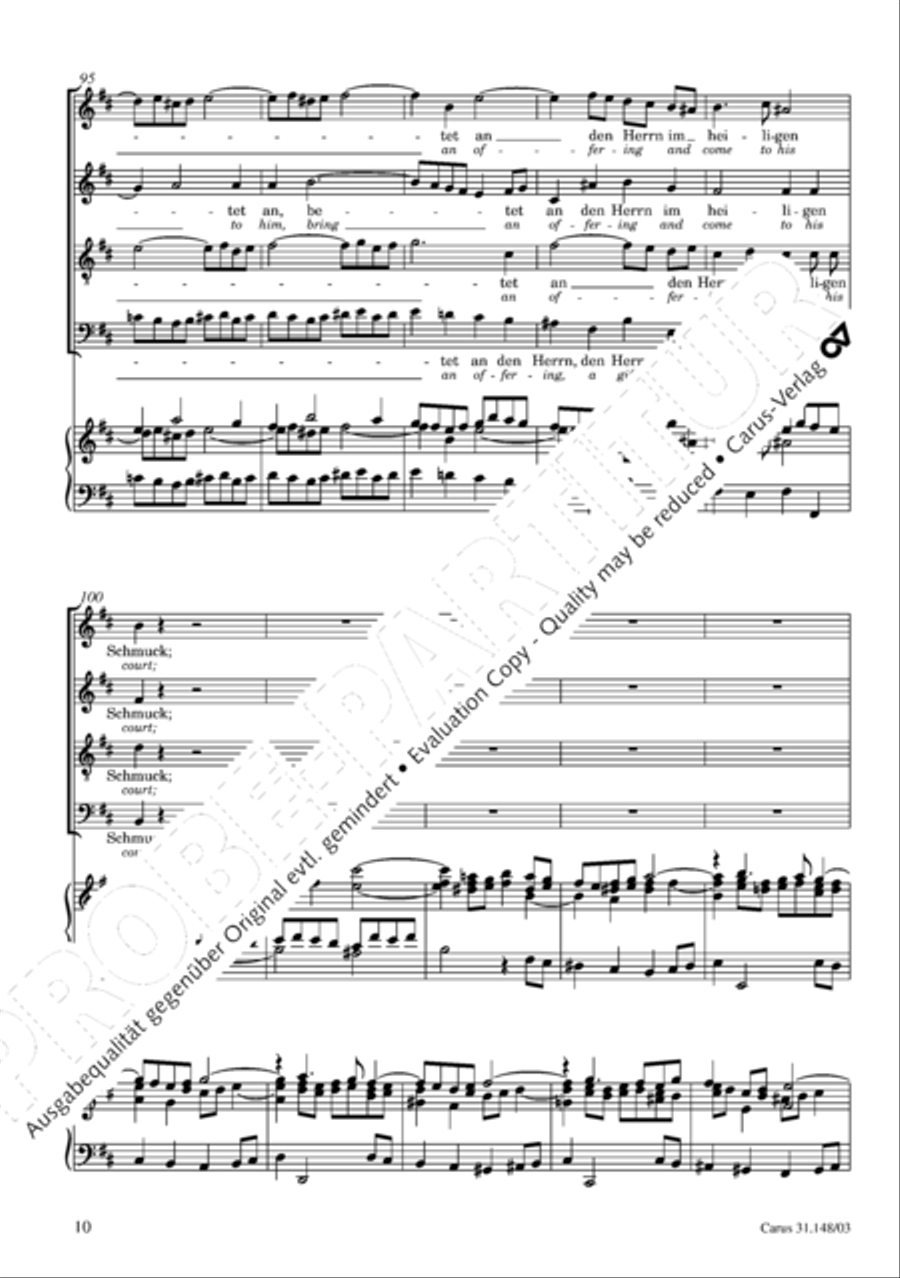 Give to the Lord glory due the Master (Bringet dem Herrn Ehre seines Namens) 4-Part scores gallery preview page 11