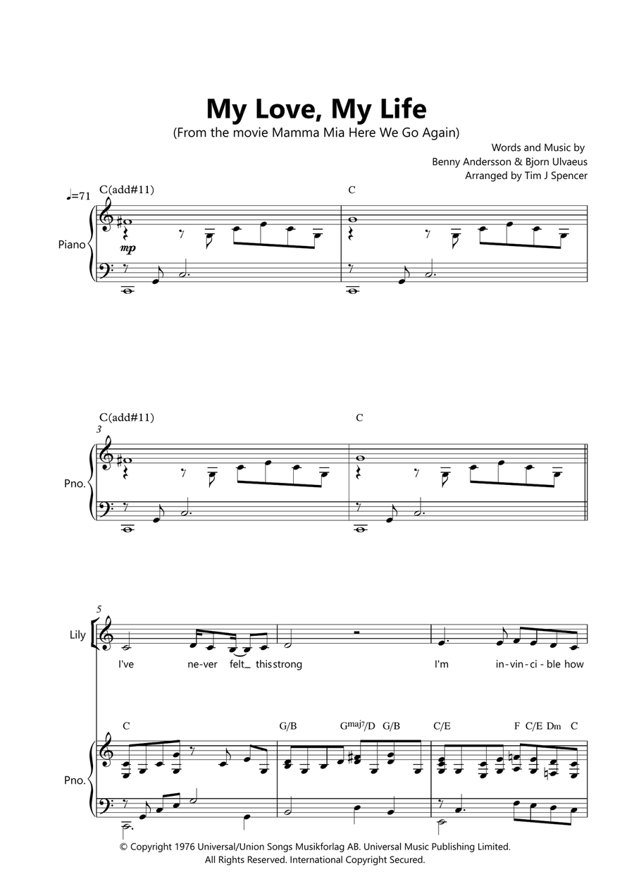My Love My Life Piano, Vocal scores gallery preview page 2
