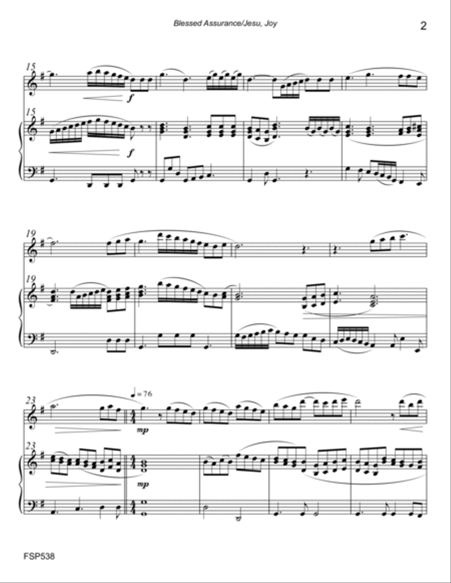 BLESSED ASSURANCE & JESUS JOY OF MAN'S DESIRING - FLUTE SOLO with Piano Accompaniment Flute Solo scores gallery preview page 2