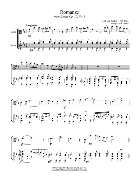 Romanze Op. 10 for viola and guitar image number null