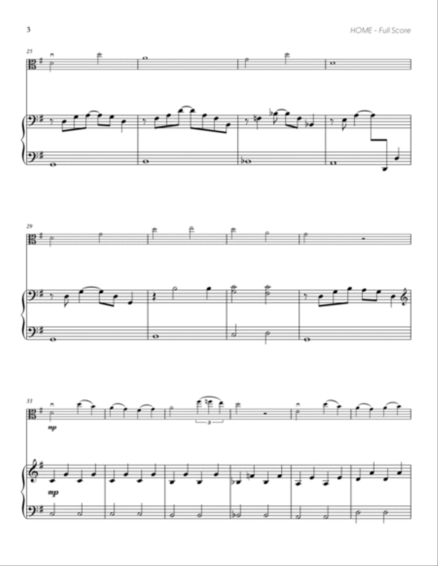 Home (Easy Ver.) (from DELTARUNE) (for Solo Viola with Piano Accompaniment) Piano Accompaniment scores gallery preview page 4