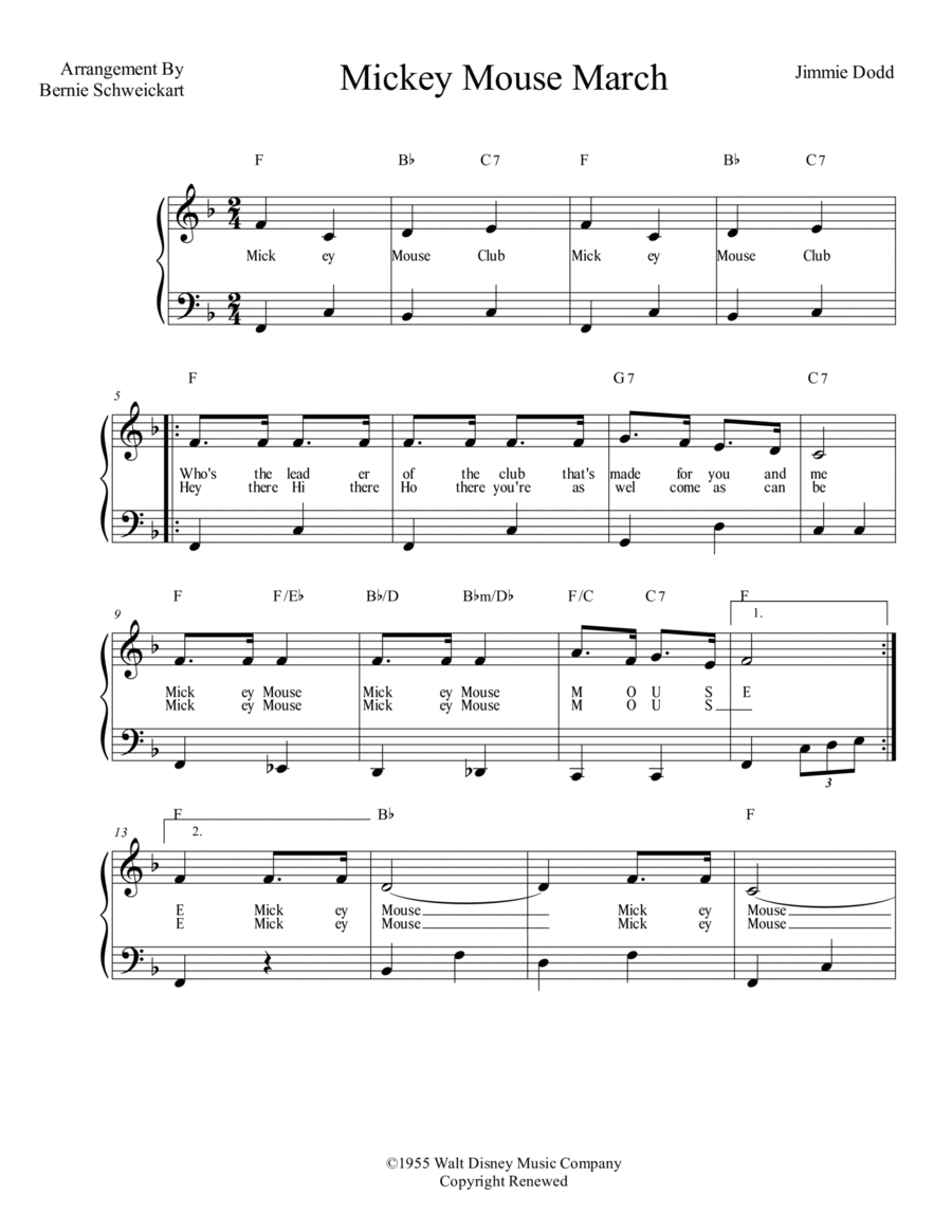 Mickey Mouse March Voice scores gallery preview page 1