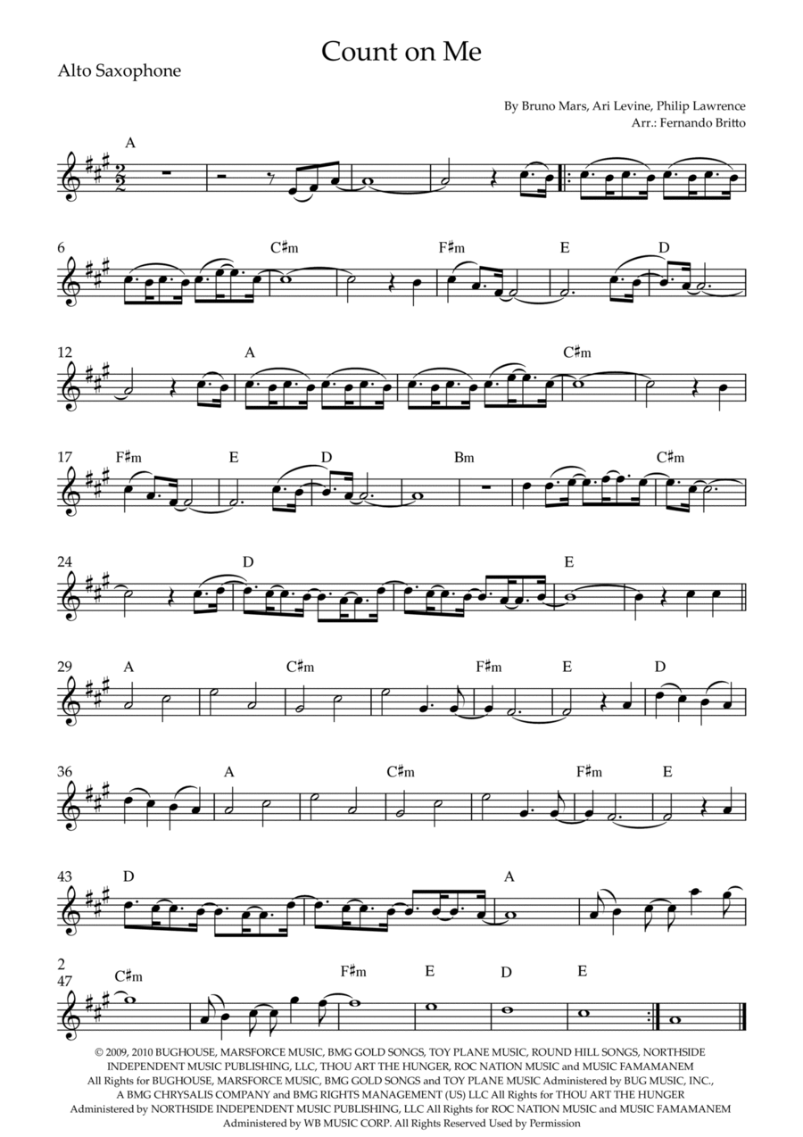 Count On Me Alto Saxophone scores gallery preview page 1