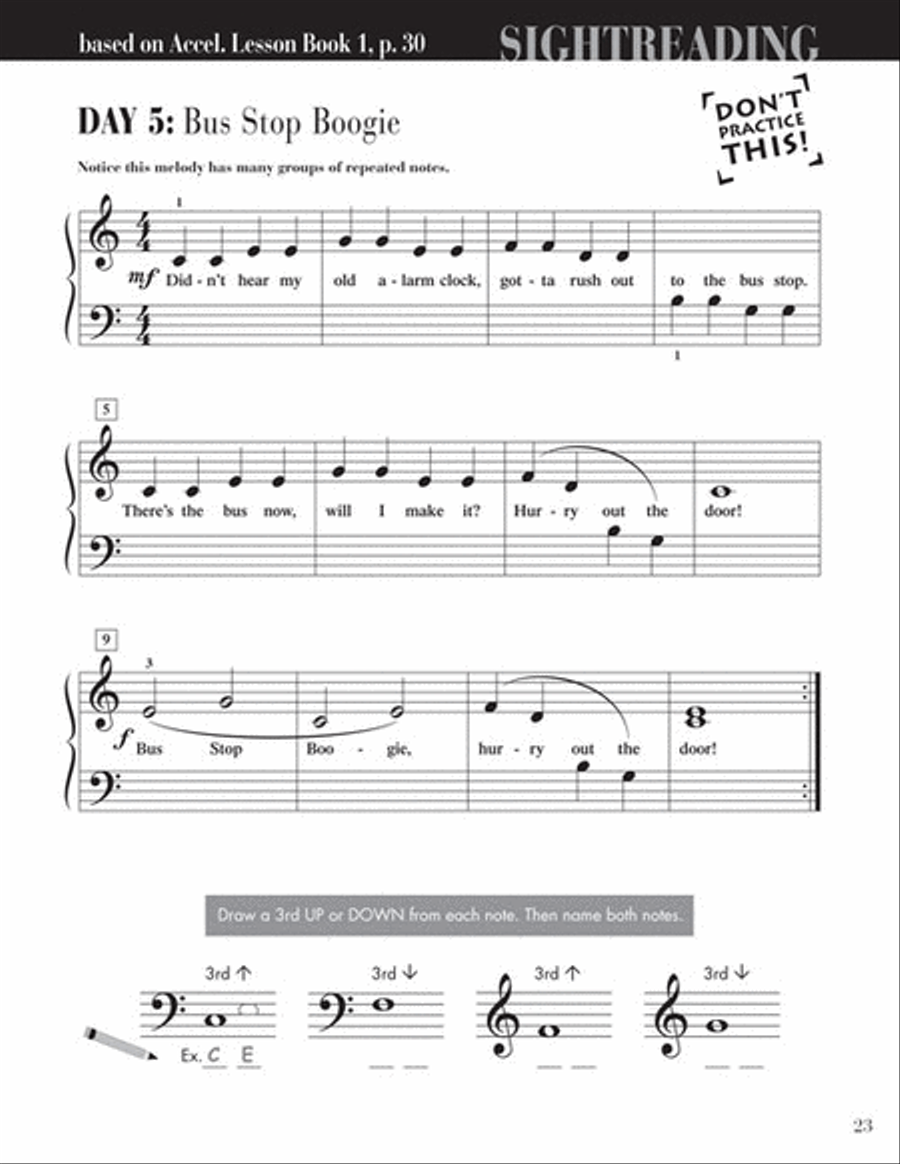 Accelerated Piano Adventures Sightreading Book 1 Piano Method scores gallery preview page 5