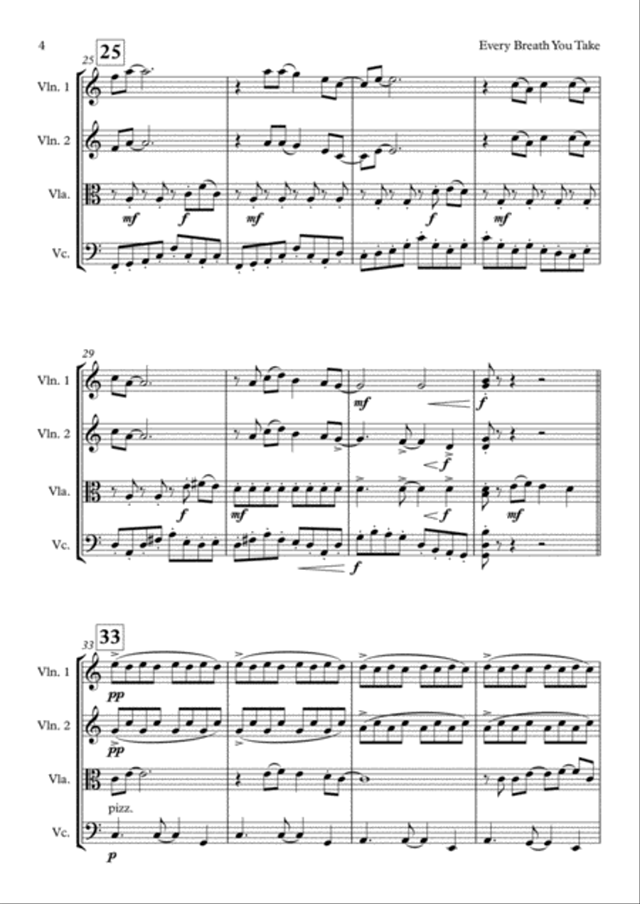 Every Breath You Take String Quartet scores gallery preview page 4