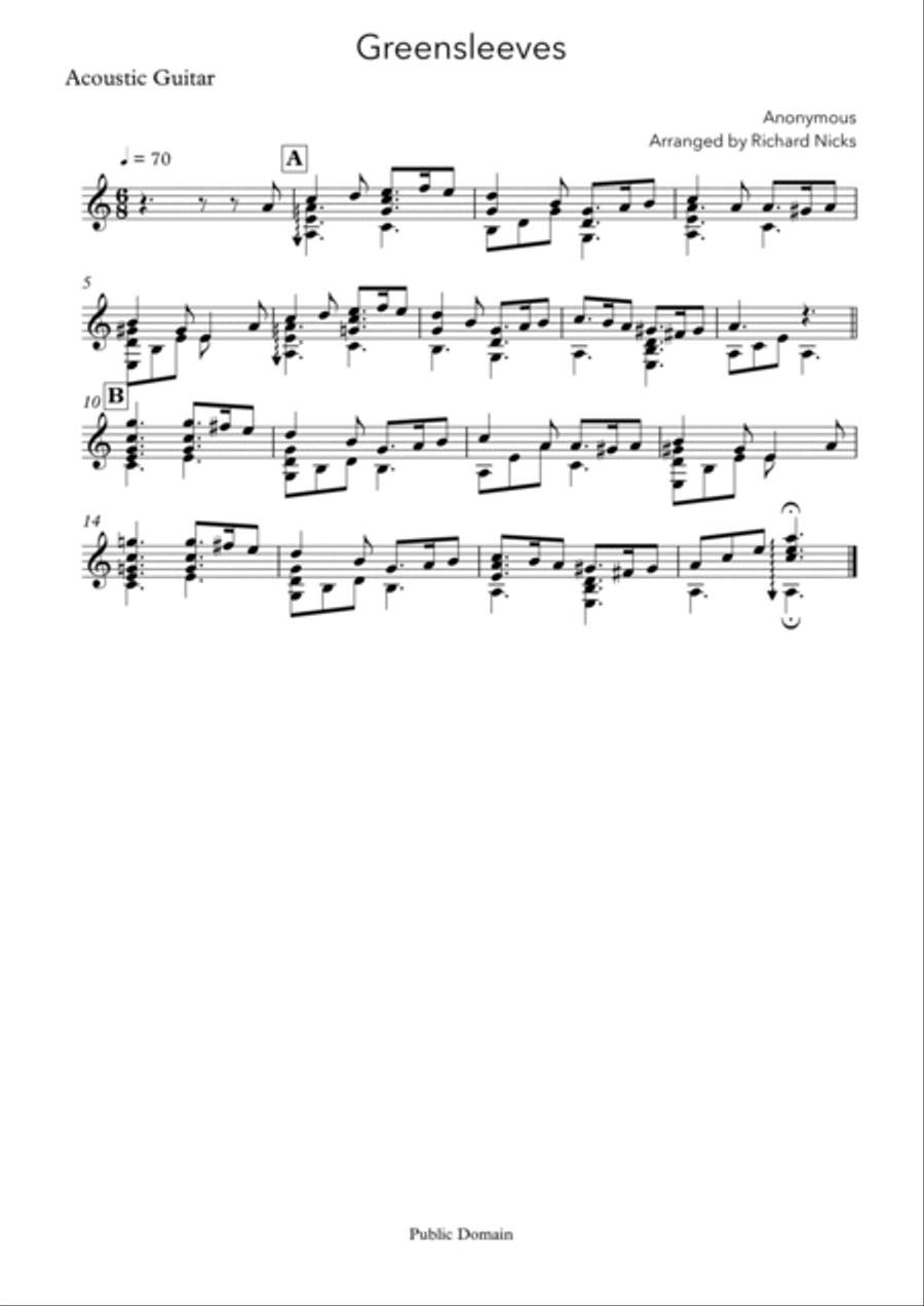 Greensleeves Greensleeves Acoustic Guitar scores gallery preview page 2