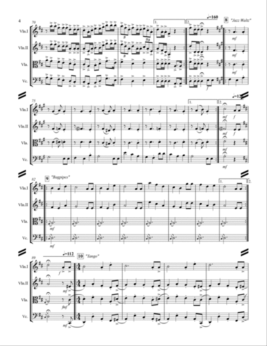 Happy Birthday and Stylistic Variations (for String Quartet) String Quartet scores gallery preview page 5