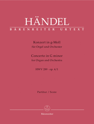 Concerto for Organ and Orchestra g minor, Op. 4/1 HWV 289